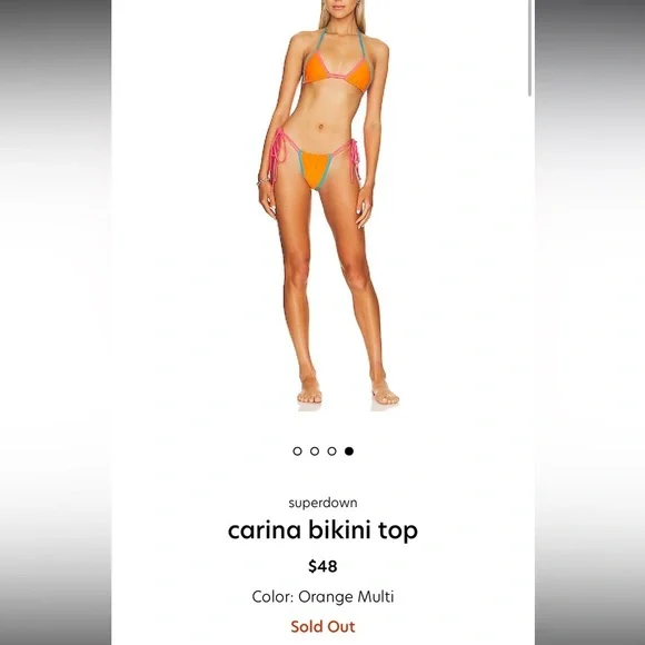 Superdown Vibrant Orange and Pink Bikini Set size XS/S - Picture 5 of 9